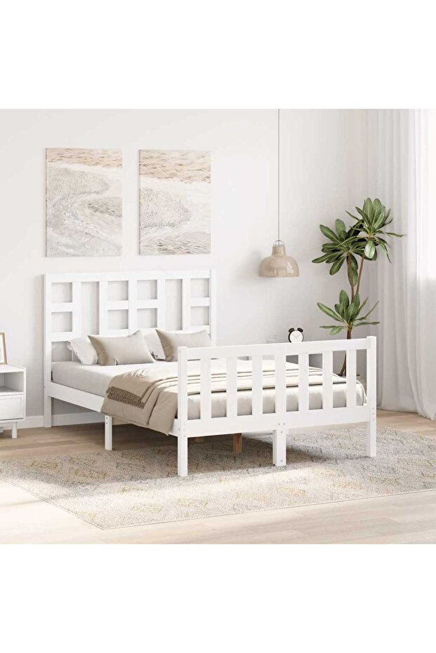 4FT Bed Frame with Headboard, Small Double, Solid Wood - 3