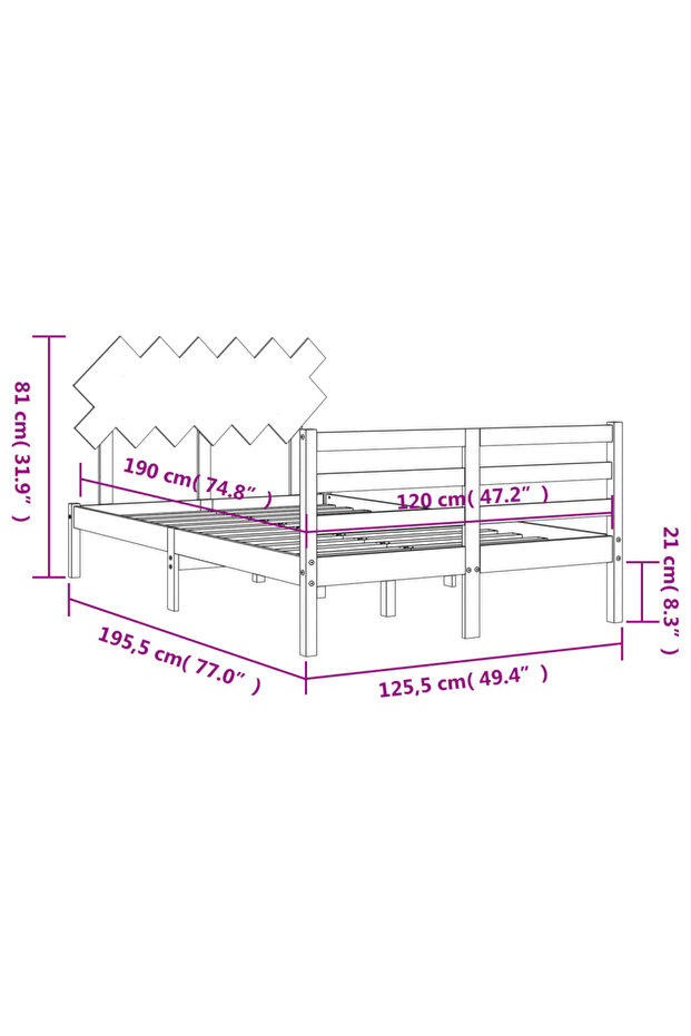 4FT Bed Frame with Headboard, Small Double, Solid Wood - 8