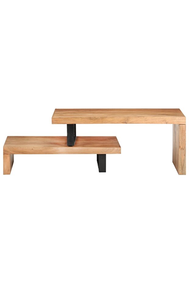 Coffee table set, 2 pieces, solid acacia wood - 3