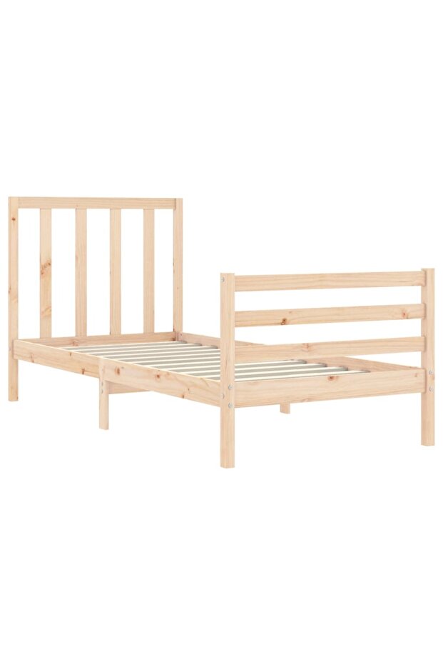 Bed frame with headboard, 90x200 cm, solid wood - 5