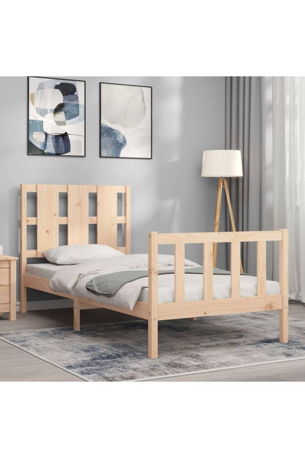 Bed frame with headboard, 90x190 cm, solid wood - 3