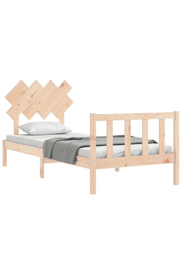 Bed frame with headboard 3FT, single, solid wood - 4