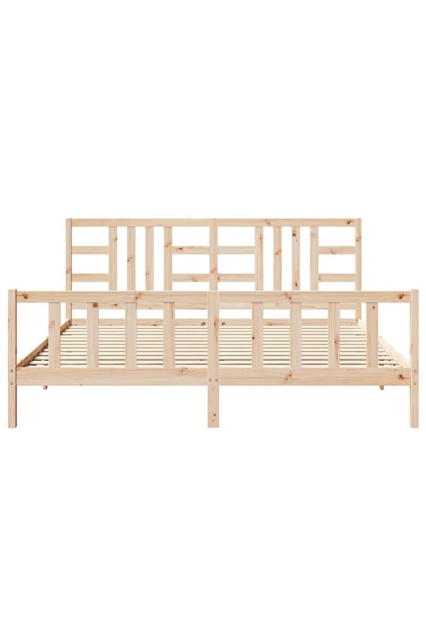 Bed frame with headboard 200x200 cm, solid pine wood - 5