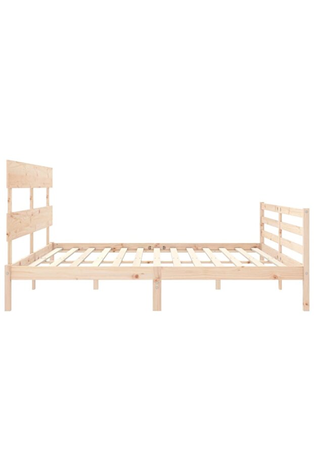 6FT Super King Bed Frame with Headboard, Solid Wood - 7