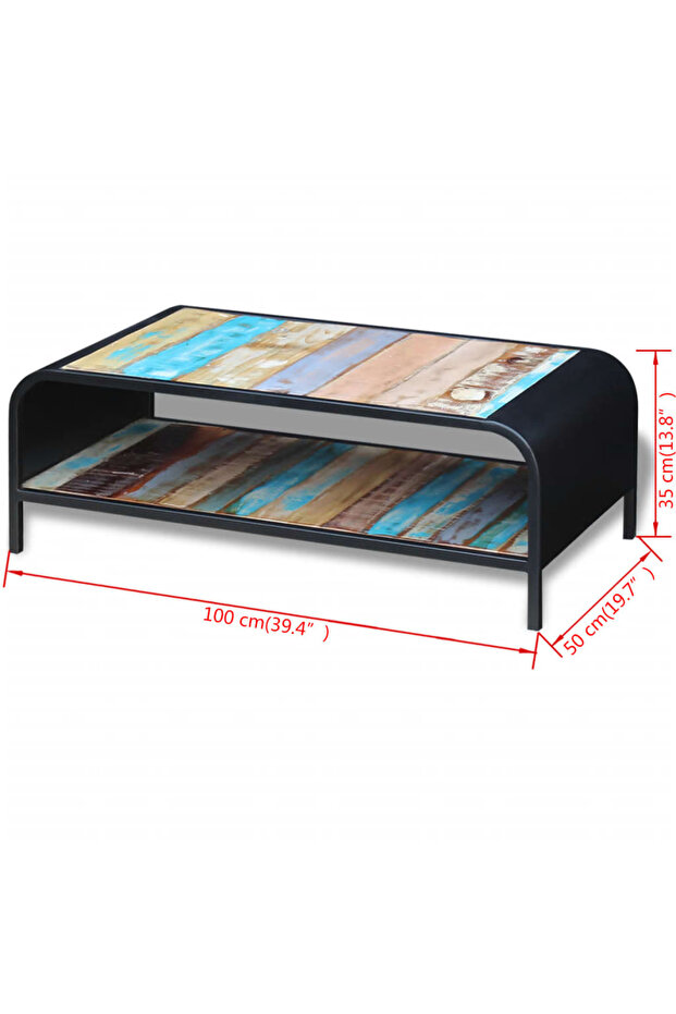 Coffee table, solid recycled wood - 8