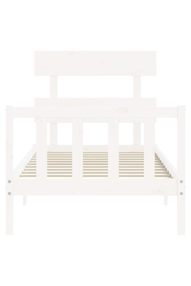 Bed frame with headboard 3FT, single, white, solid wood - 6