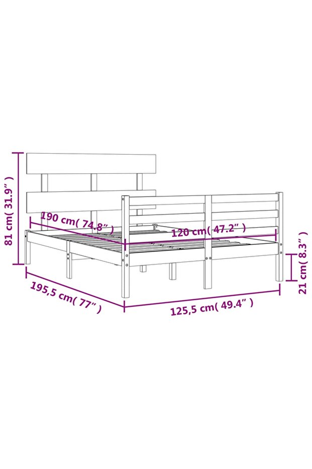 4FT Bed Frame with Headboard, Small Double, Solid Wood - 8