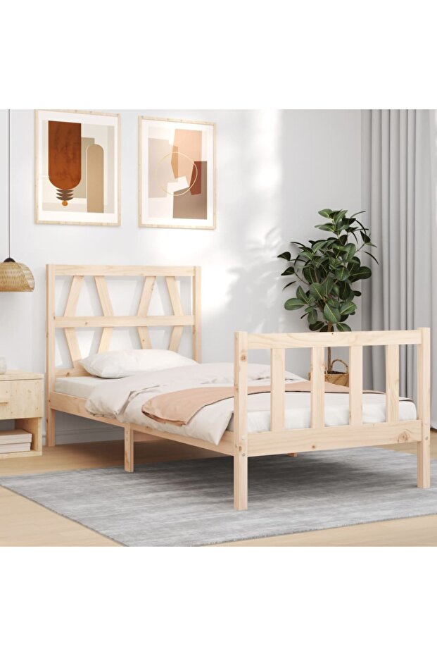 Bed frame with headboard 3FT, single, solid wood - 1