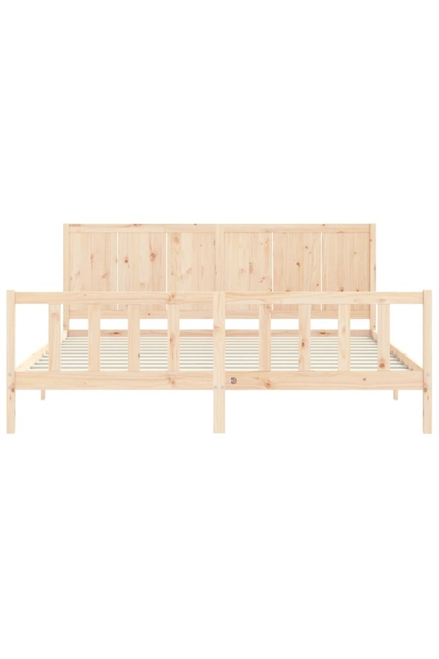 Bed frame with headboard 200x200 cm, solid pine wood - 6