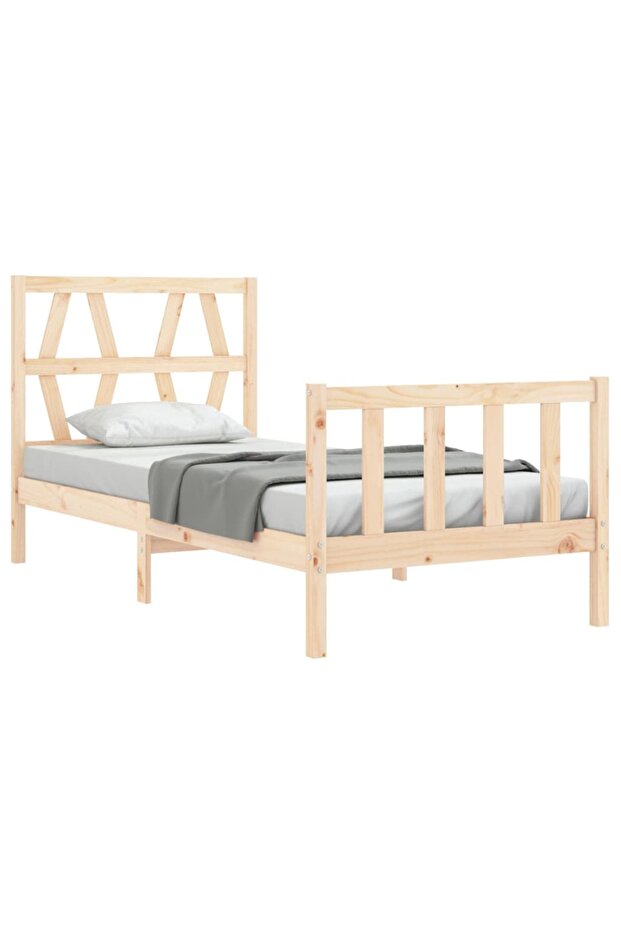 Bed frame with headboard 3FT, single, solid wood - 4