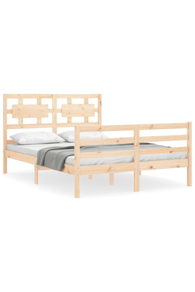4FT Bed Frame with Headboard, Small Double, Solid Wood - 2