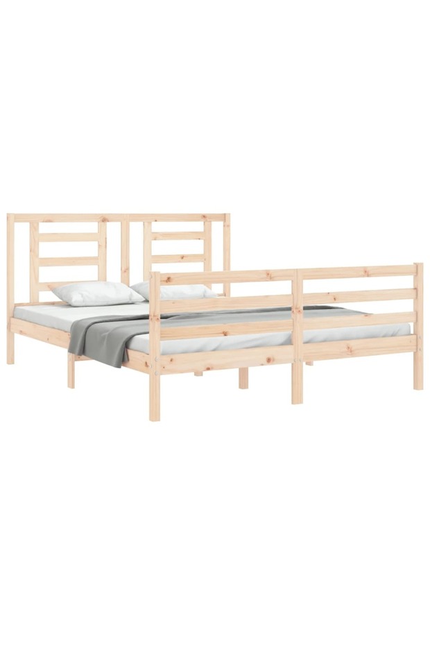 Bed frame with headboard, solid wood, king size 5FT - 4