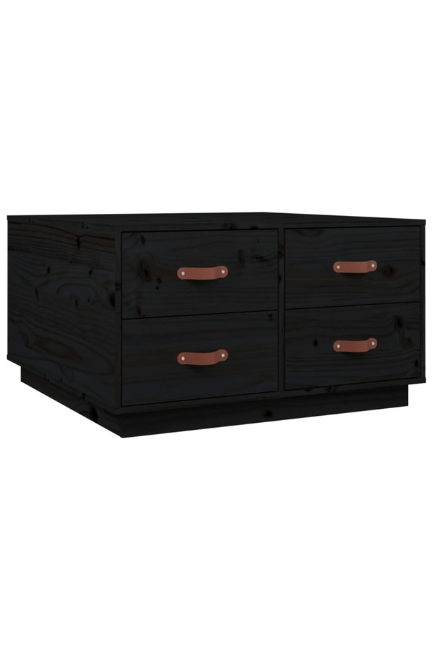 Coffee table, black, 80x80x45 cm, solid pine wood - 2