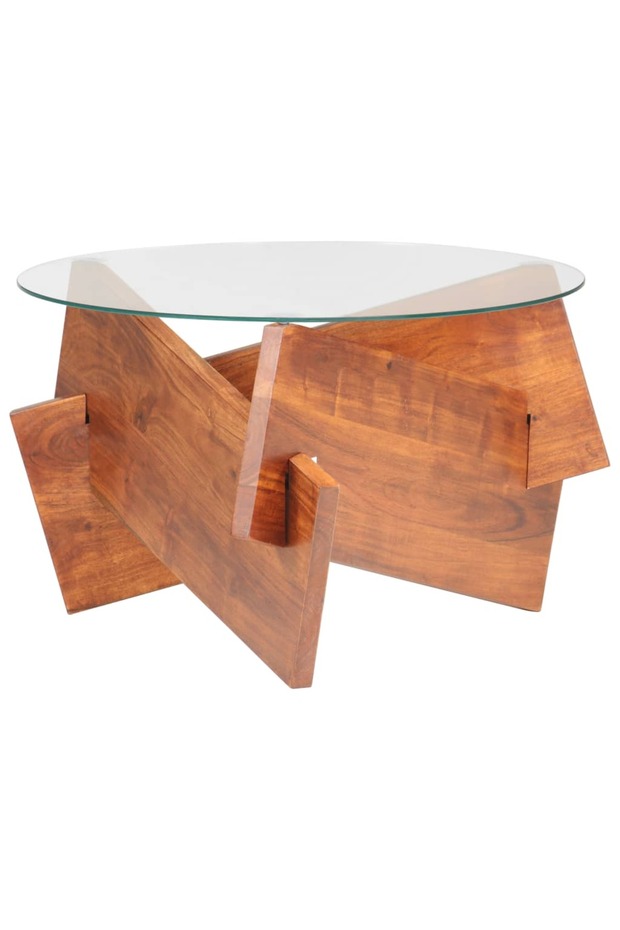 Coffee table, 60 cm, solid acacia wood - 7