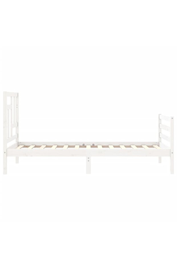 Bed frame with headboard 3FT, single, white, solid wood - 7