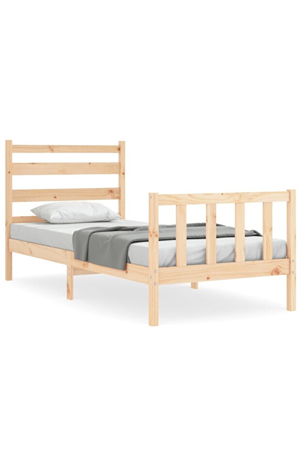 Bed frame with headboard, 90x200 cm, solid wood - 2