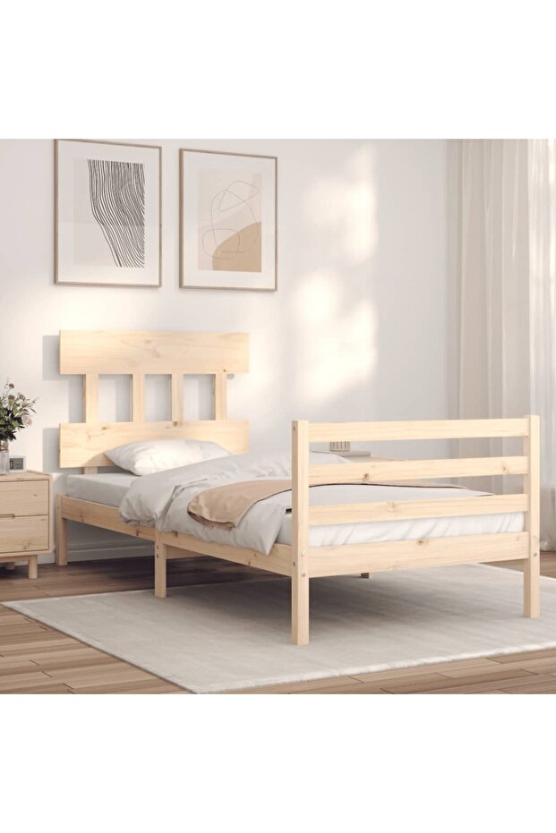 Bed frame with headboard, 90x200 cm, solid wood - 3