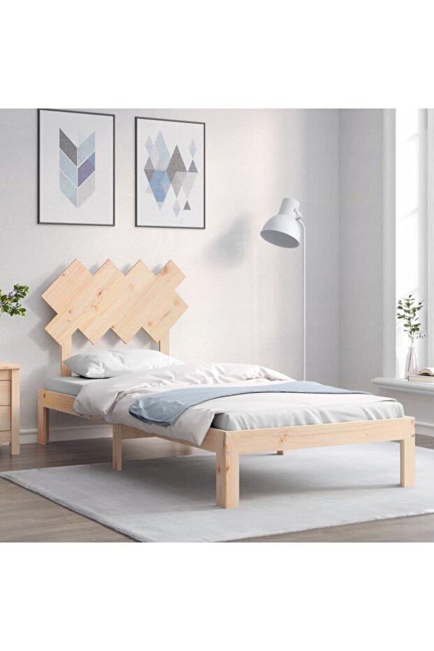 Bed frame with headboard, 90x200 cm, solid wood - 1
