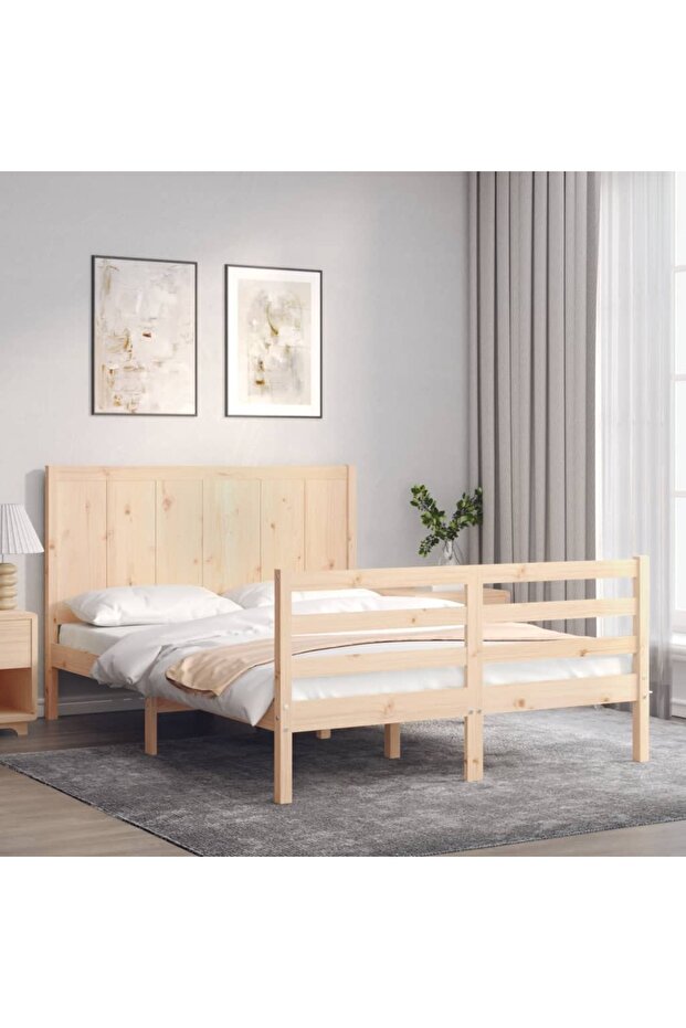 Bed frame with headboard, 120x200 cm, solid wood - 1