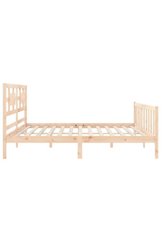 Bed frame with headboard 200x200 cm, solid pine wood - 7