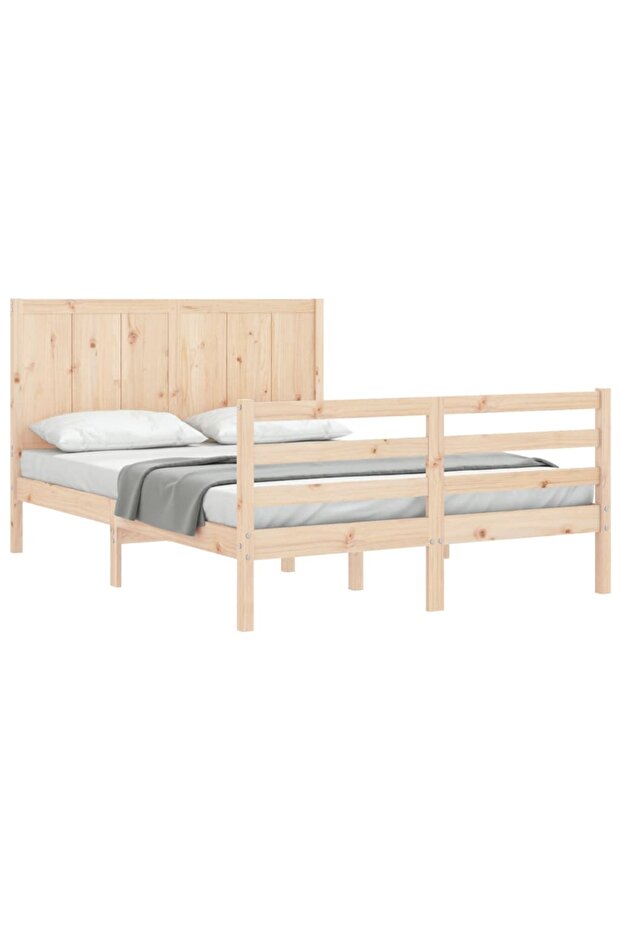 Bed frame with headboard, 120x200 cm, solid wood - 4