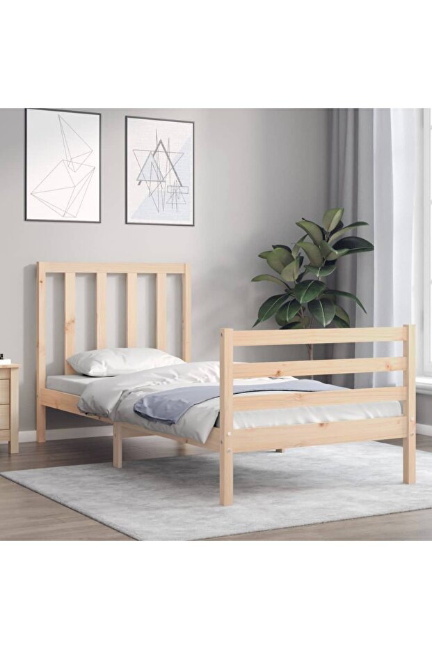 Bed frame with headboard, 90x200 cm, solid wood - 3