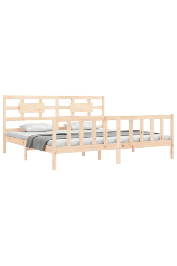 Bed frame with headboard 200x200 cm, solid pine wood - 3