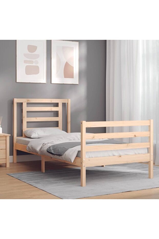 Bed frame with headboard, 90x200 cm, solid wood - 3