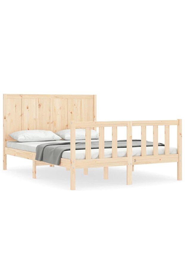 4FT Bed Frame with Headboard, Small Double, Solid Wood - 2