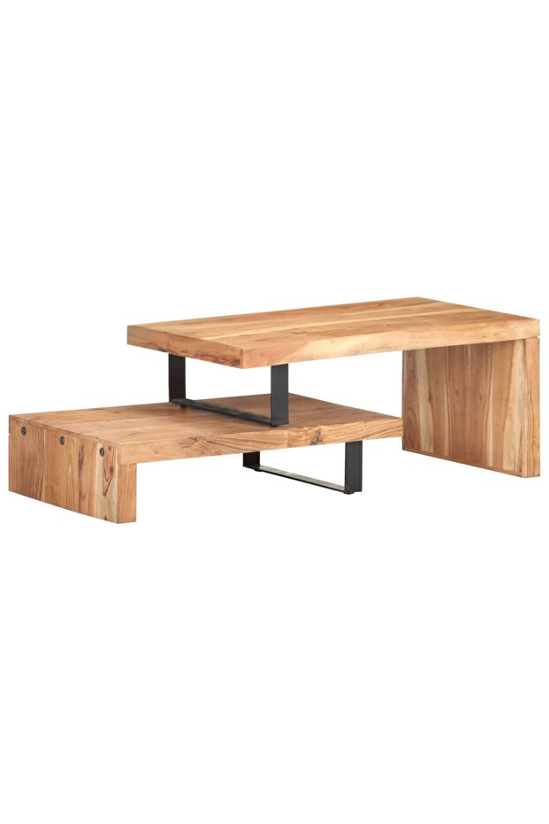 Coffee table set, 2 pieces, solid acacia wood - 1