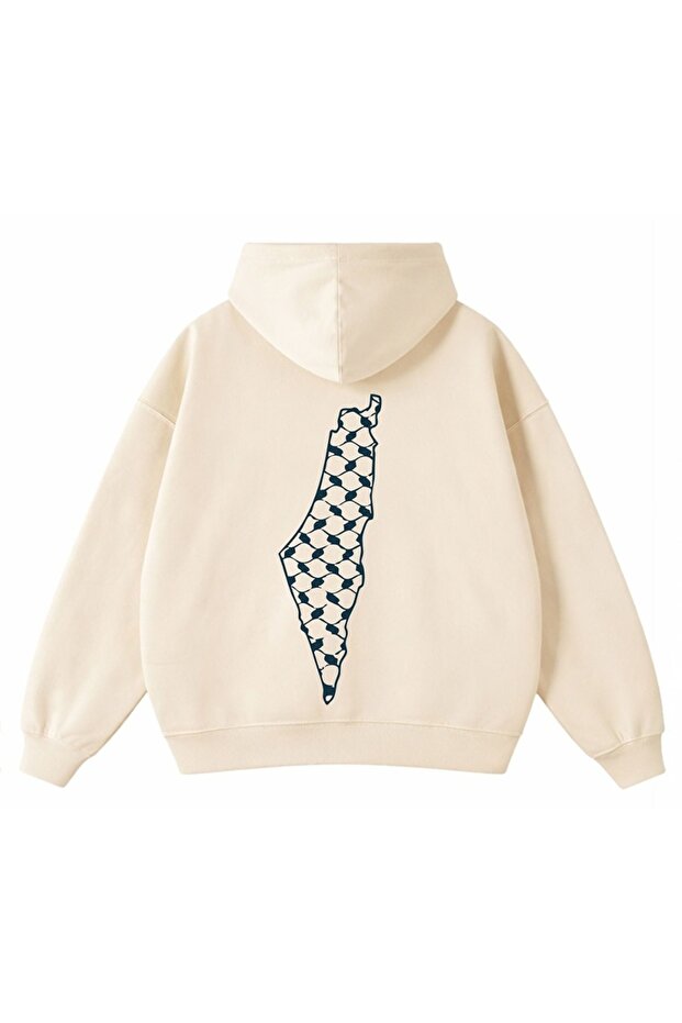 Street Style Palestine Graphic Back Printed Sweatshirt Hoodie