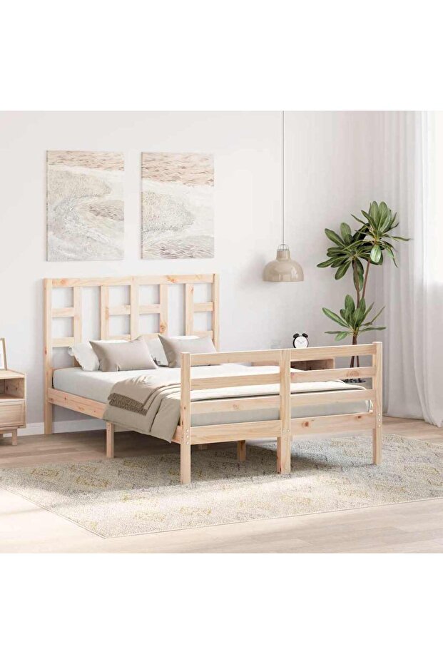 4FT Bed Frame with Headboard, Small Double, Solid Wood - 3