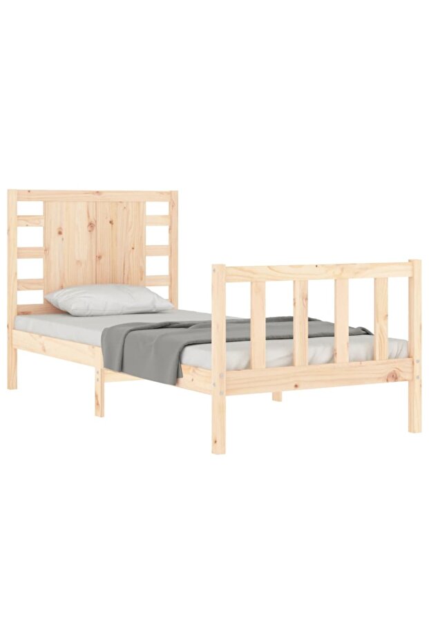 Bed frame with headboard, 90x200 cm, solid wood - 4