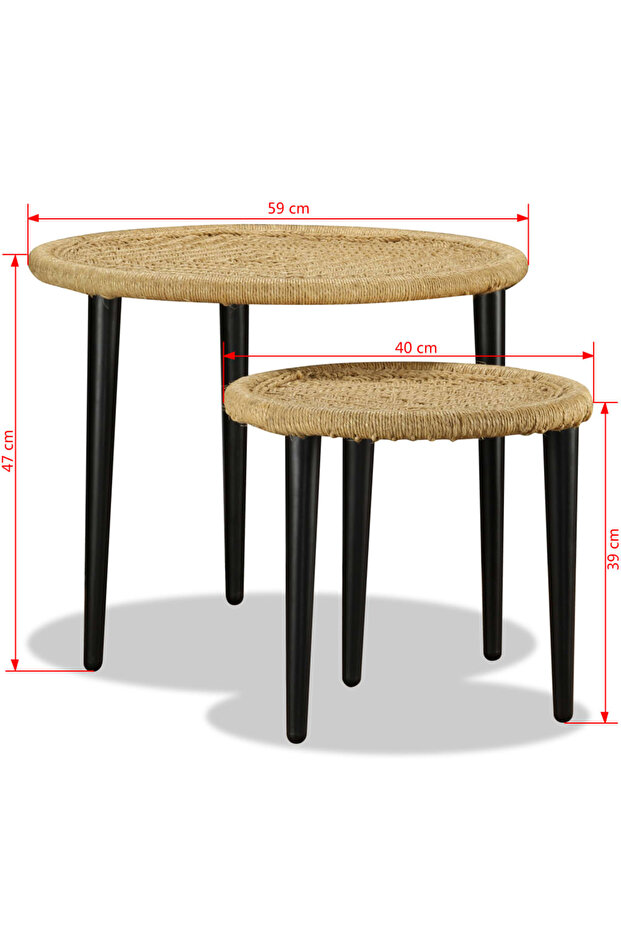 Coffee table set, 2 pcs., jute - 8