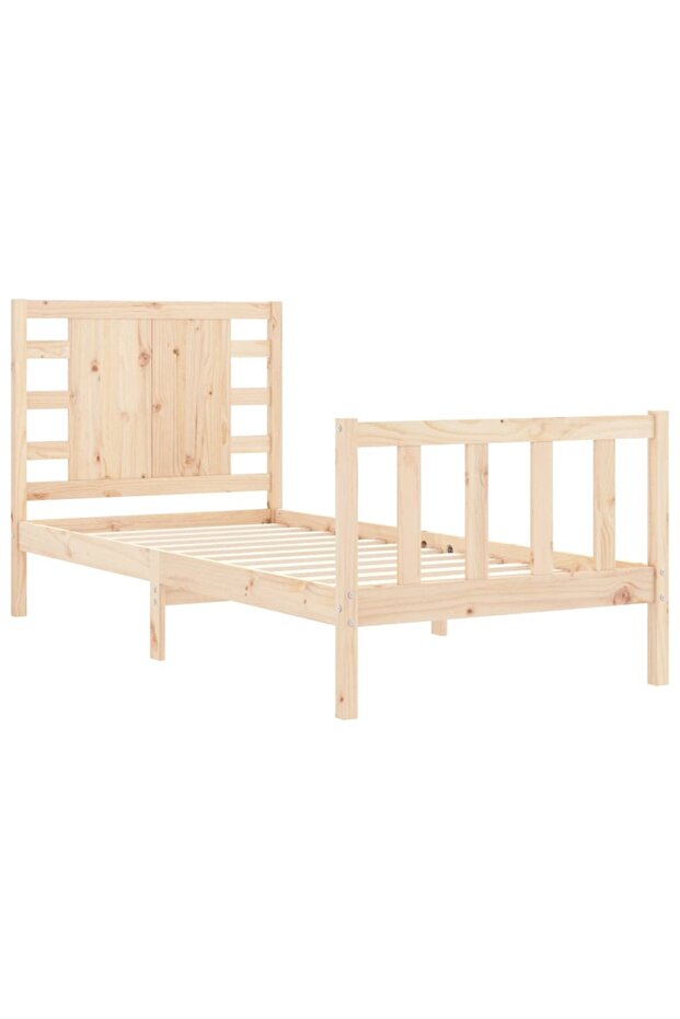 Bed frame with headboard, 90x200 cm, solid wood - 5