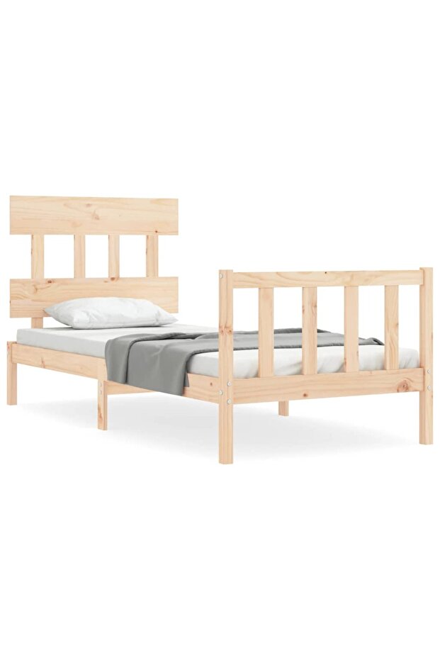 Bed frame with headboard 3FT, single, solid wood - 2
