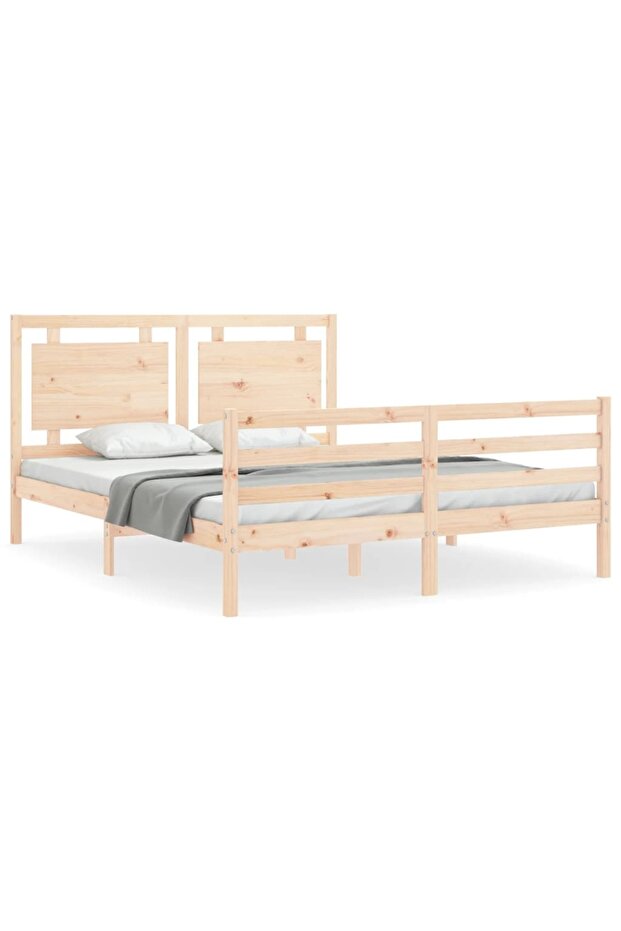 Bed frame with headboard, solid wood, king size 5FT - 2