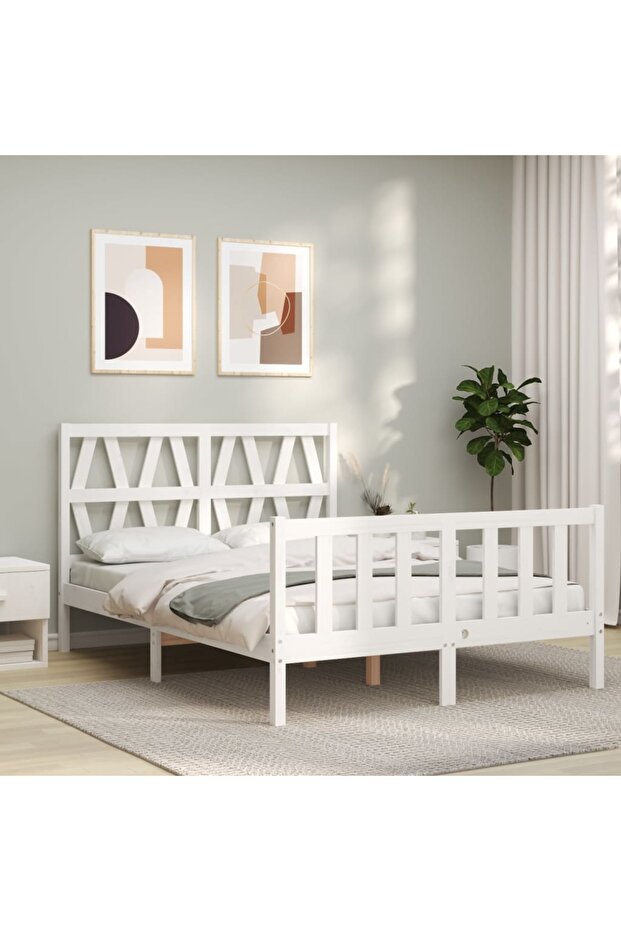 4FT Bed Frame with Headboard, Small Double, Solid Wood - 3