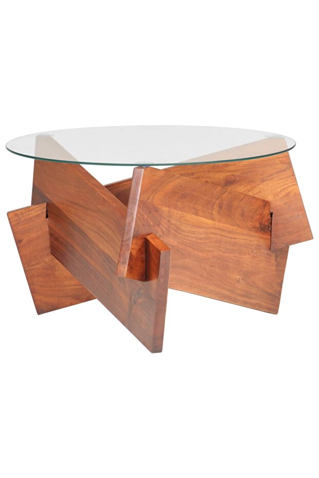 Coffee table, 60 cm, solid acacia wood - 6