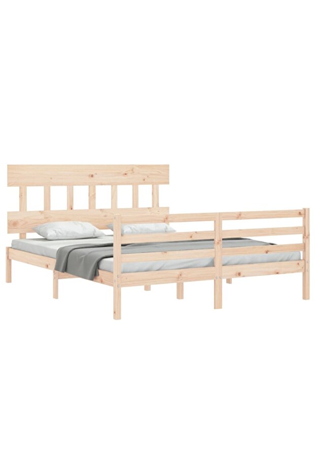 Bed frame with headboard, solid wood, king size 5FT - 4