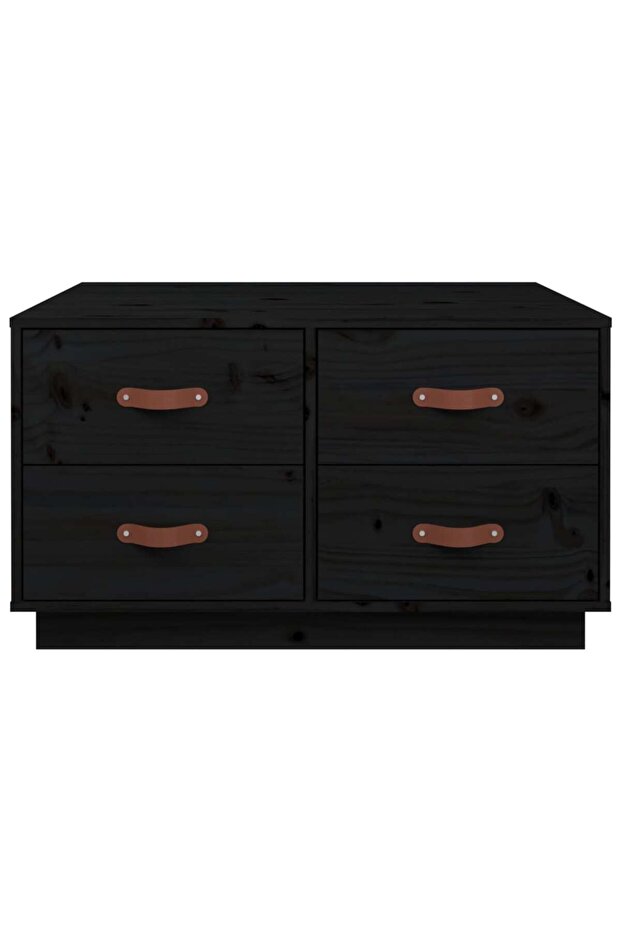 Coffee table, black, 80x80x45 cm, solid pine wood - 6