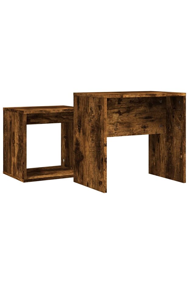 Stackable coffee tables, 2 pcs, smoked oak, engineered wood - 6