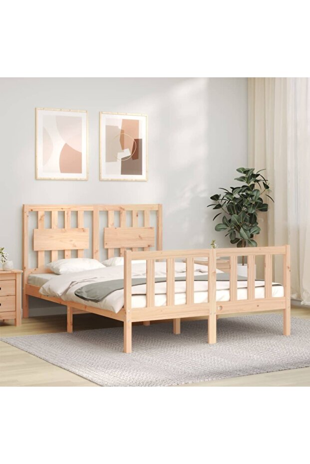 Bed frame with headboard, 120x200 cm, solid wood - 1