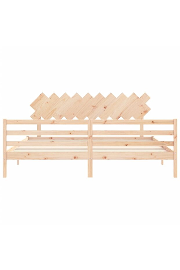 Bed frame with headboard 200x200 cm, solid pine wood - 6