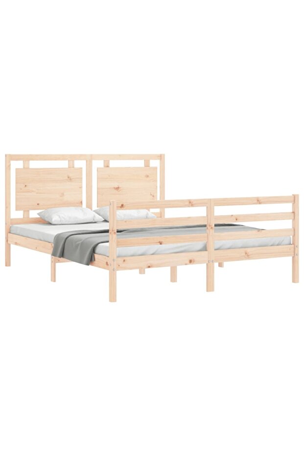 Bed frame with headboard, solid wood, king size 5FT - 4