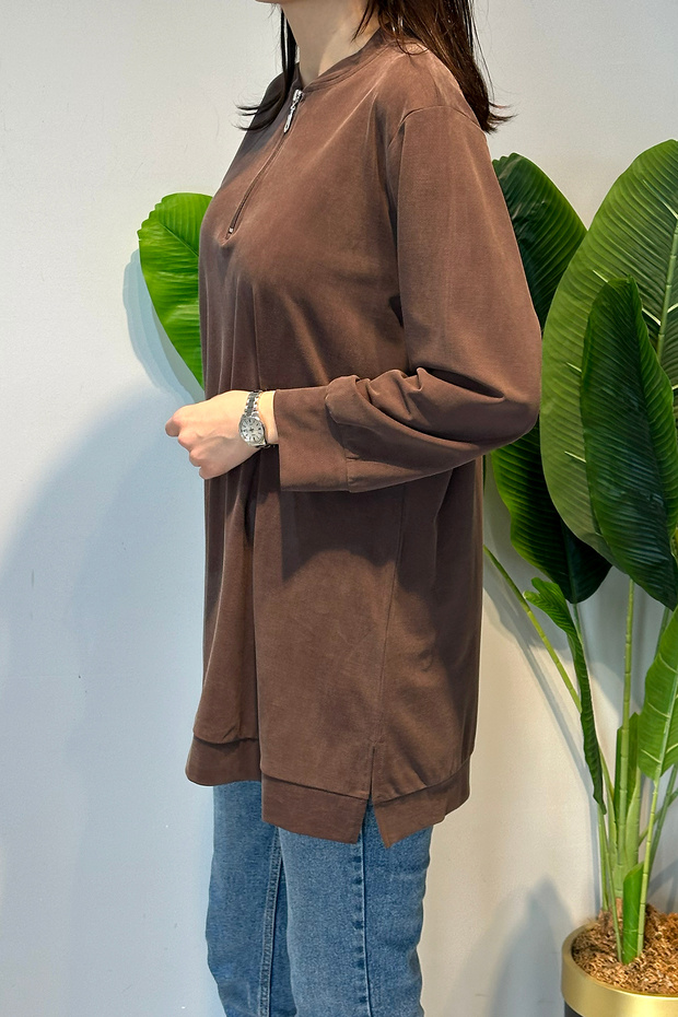 Cotton Basic Tunic 7474 Brown - 2