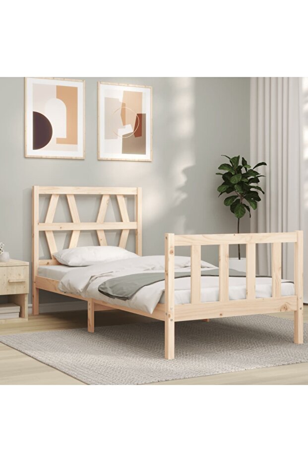Bed frame with headboard, 90x200 cm, solid wood - 3