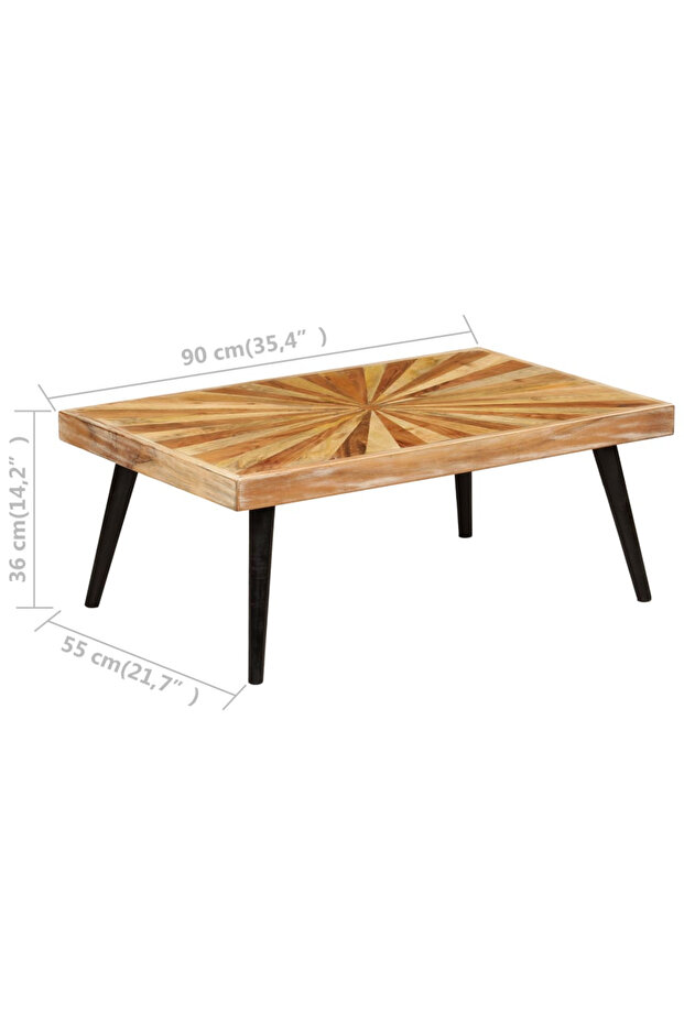 Solid mango wood coffee table, 90x55x36 cm - 6