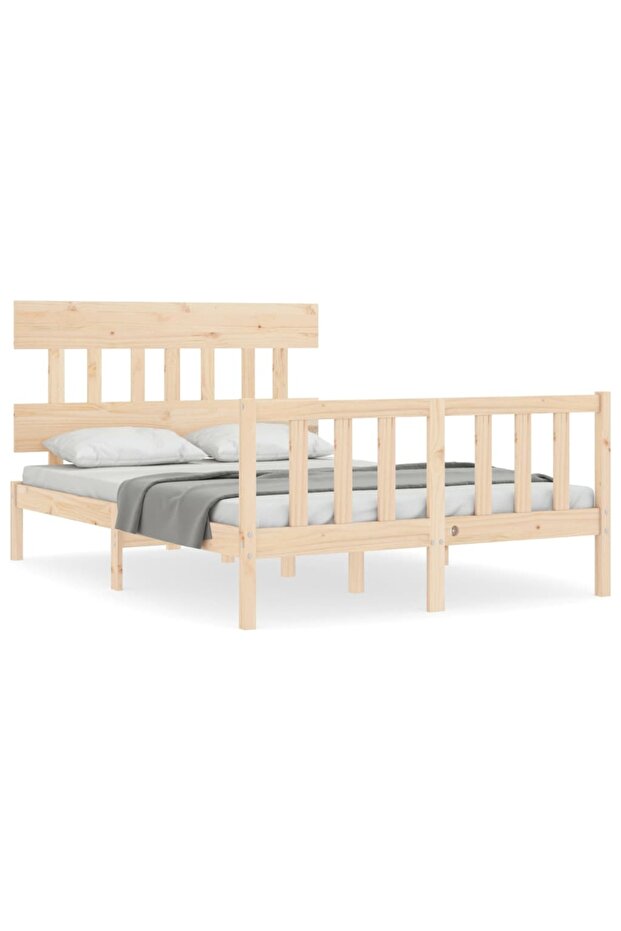4FT Bed Frame with Headboard, Small Double, Solid Wood - 2