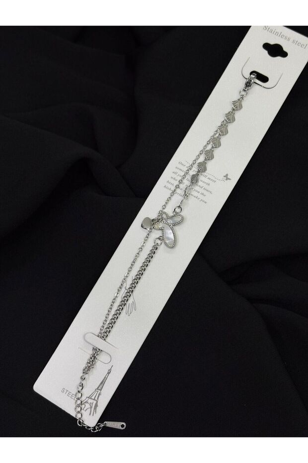 316L Steel Silver Color Double Butterfly Bracelet